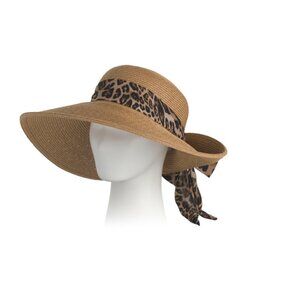 SAN DIEGO HAT leopard Ultrabraid Fold Back Bow Sun Hat